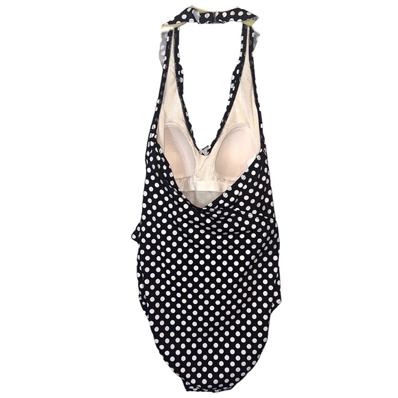 Swim Vintage Inspired One Piece Ruffle Trimmed Polka Dot Size 8